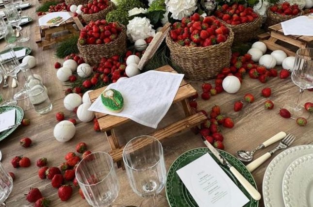 Spruce York mini picnic benches at a recent event