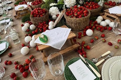 Spruce York handmade mini picnic benches at a recent event