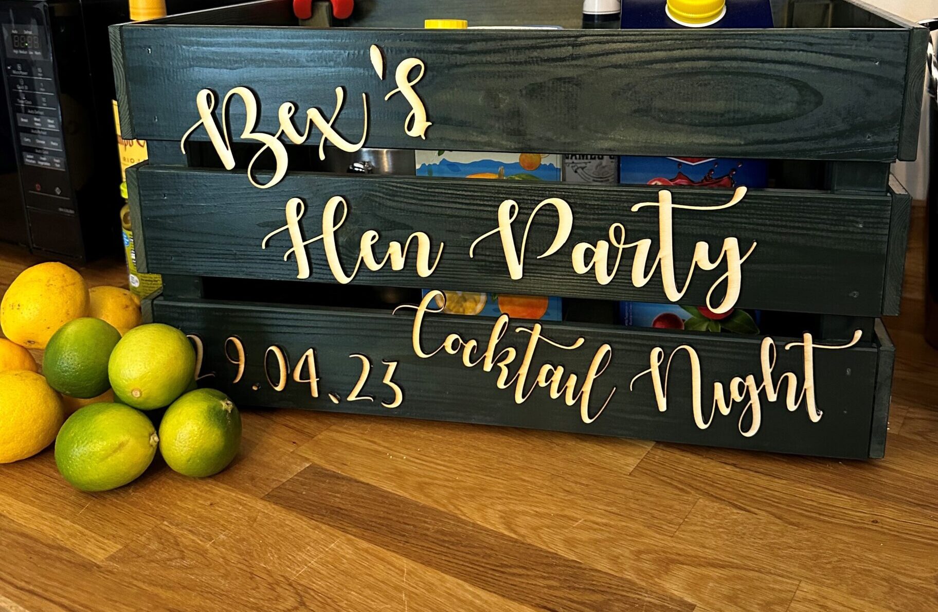 Personalised wooden wedding crates