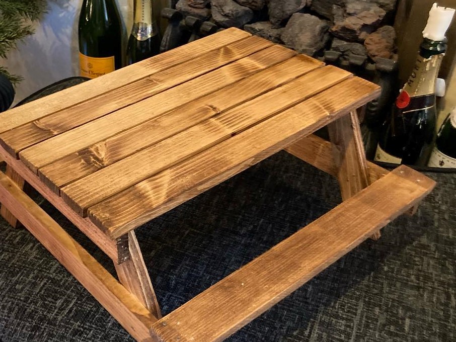 Handmade mini picnic bench