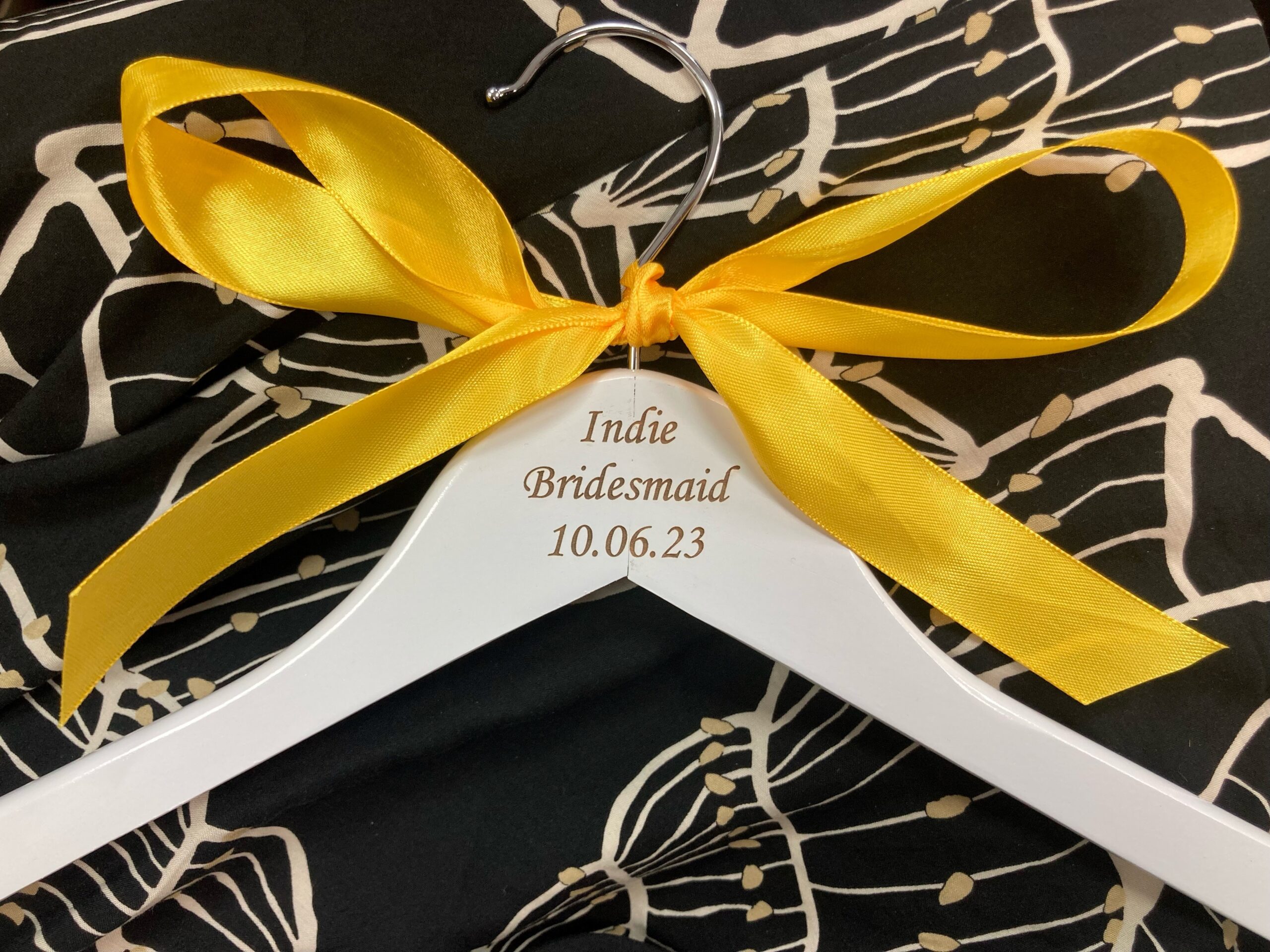 Yellow Ribbon Personalised Wedding Coathanger