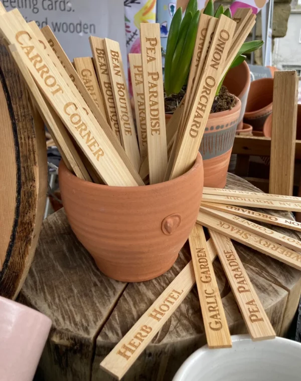 Personalised bamboo plant markers