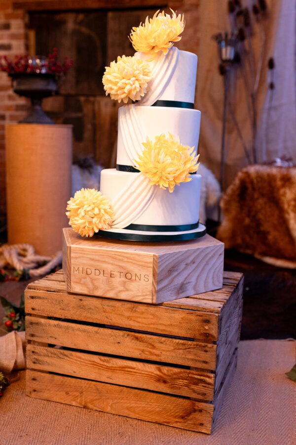 Hexagon wooden cake stand made by Spruce York