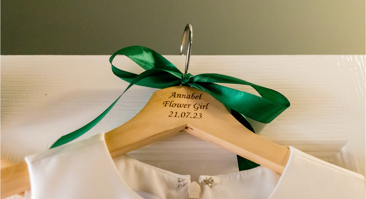 Spruce York Personalised wedding dress and suit hangers
